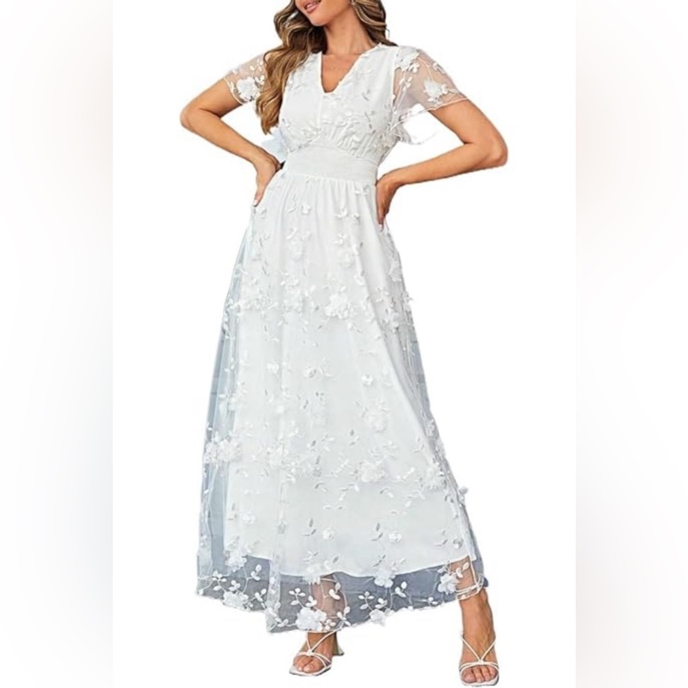 White lace maxi dress